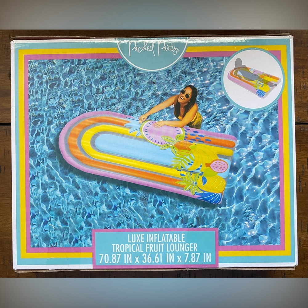 •NIB•Packed Party Multi-Color Luxe Inflatable Tropical Fruit Pool Lounger - Picture 4 of 7